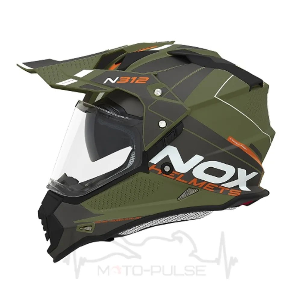Мотошолом NOX N312 Drone Khaki Orange XL